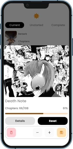 Status dialog of a manga