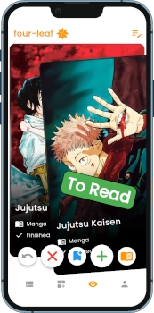 Swiping right to a manga to read