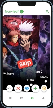 Swiping left to an anime to skip